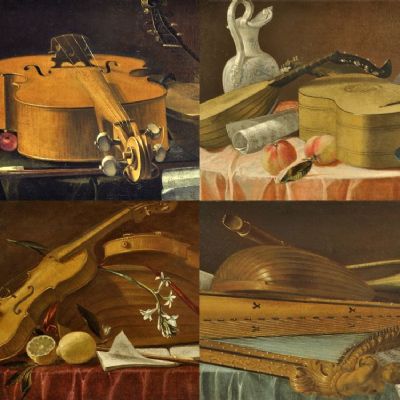 Quattro nature morte con strumenti musicali 